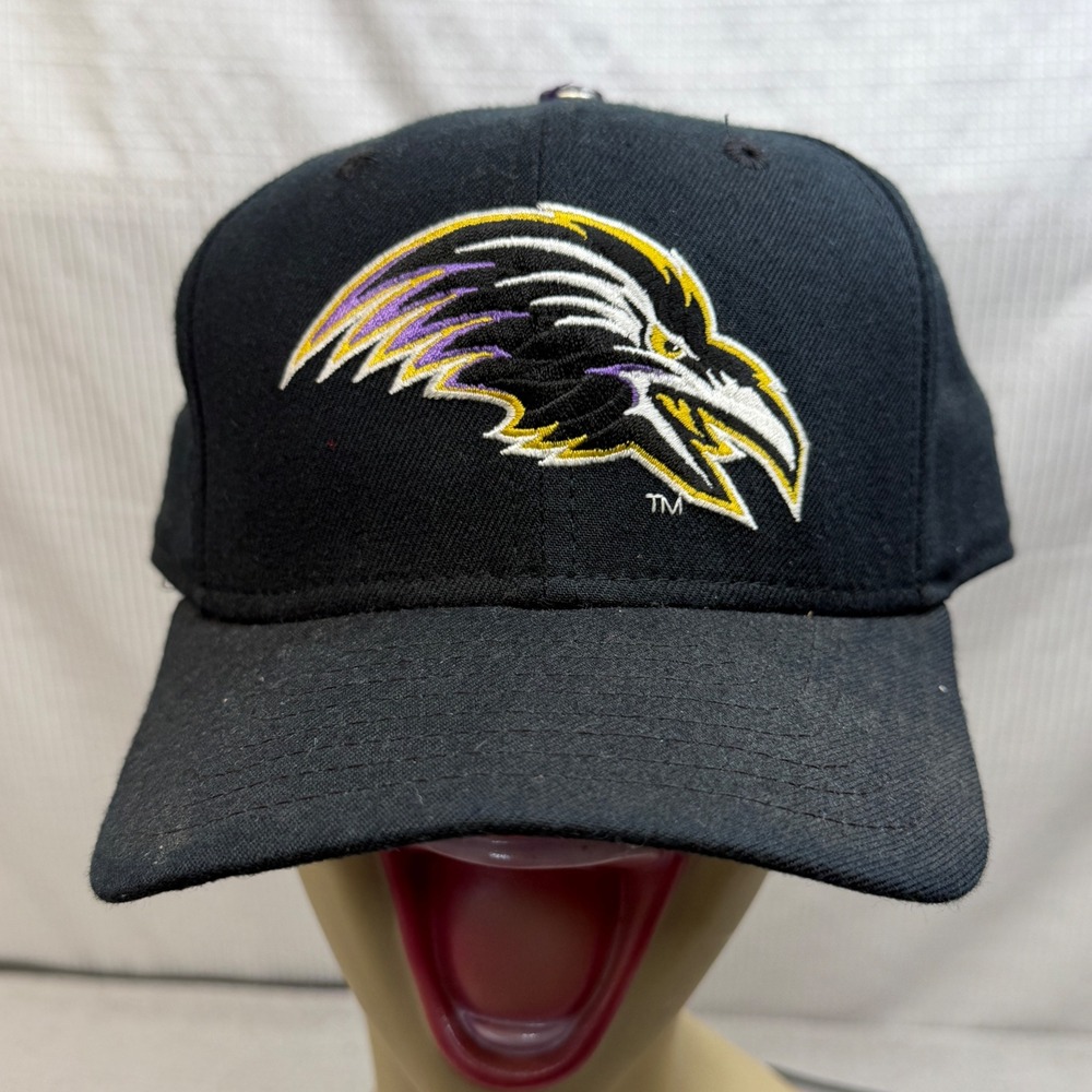 New Era Baltimore Ravens Hat Mens 7 1/8 Black Vintage NFL Low Profile Fitted